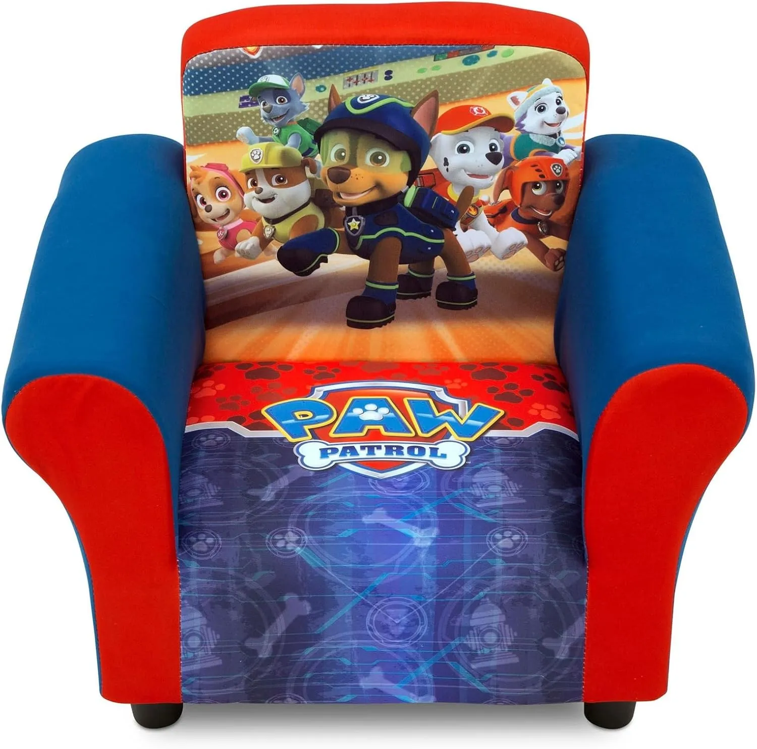 Delta Children Upholstered Chair with PAW Patrol Graphics, Wood Frame, Plush Foam Padding, Side Pockets, for Toddlers and Kids