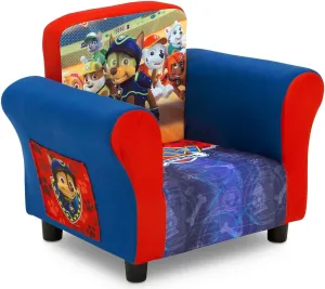 Delta Children Upholstered Chair with PAW Patrol Graphics, Wood Frame, Plush Foam Padding, Side Pockets, for Toddlers and Kids