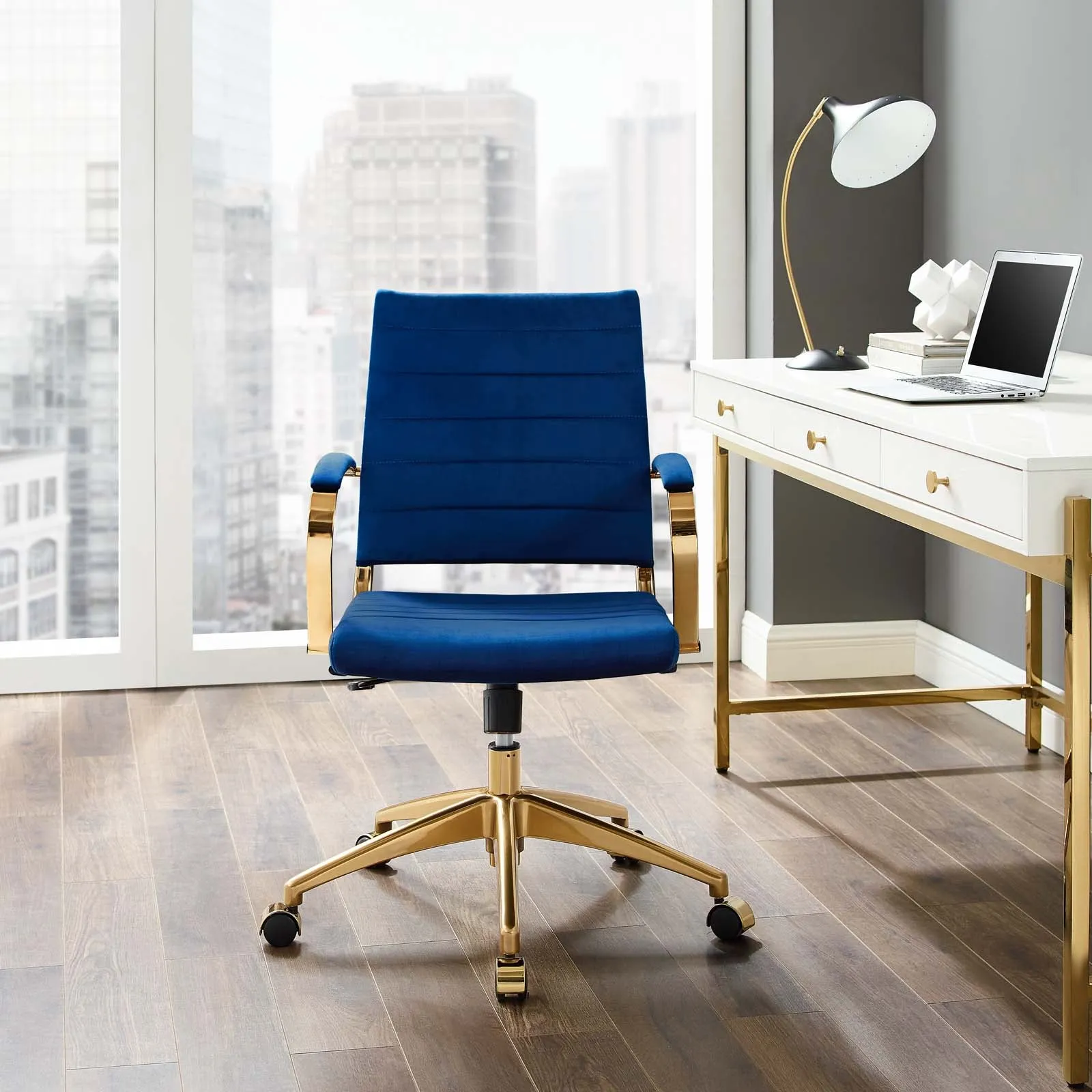Deluxe Mid Back Velvet Office Chair Gold