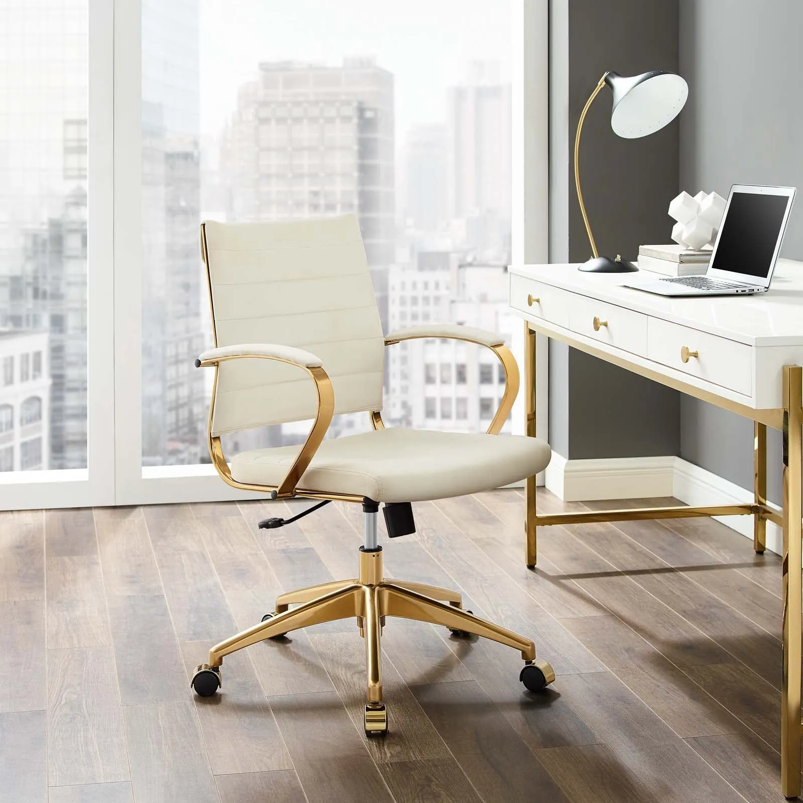 Deluxe Mid Back Velvet Office Chair Gold