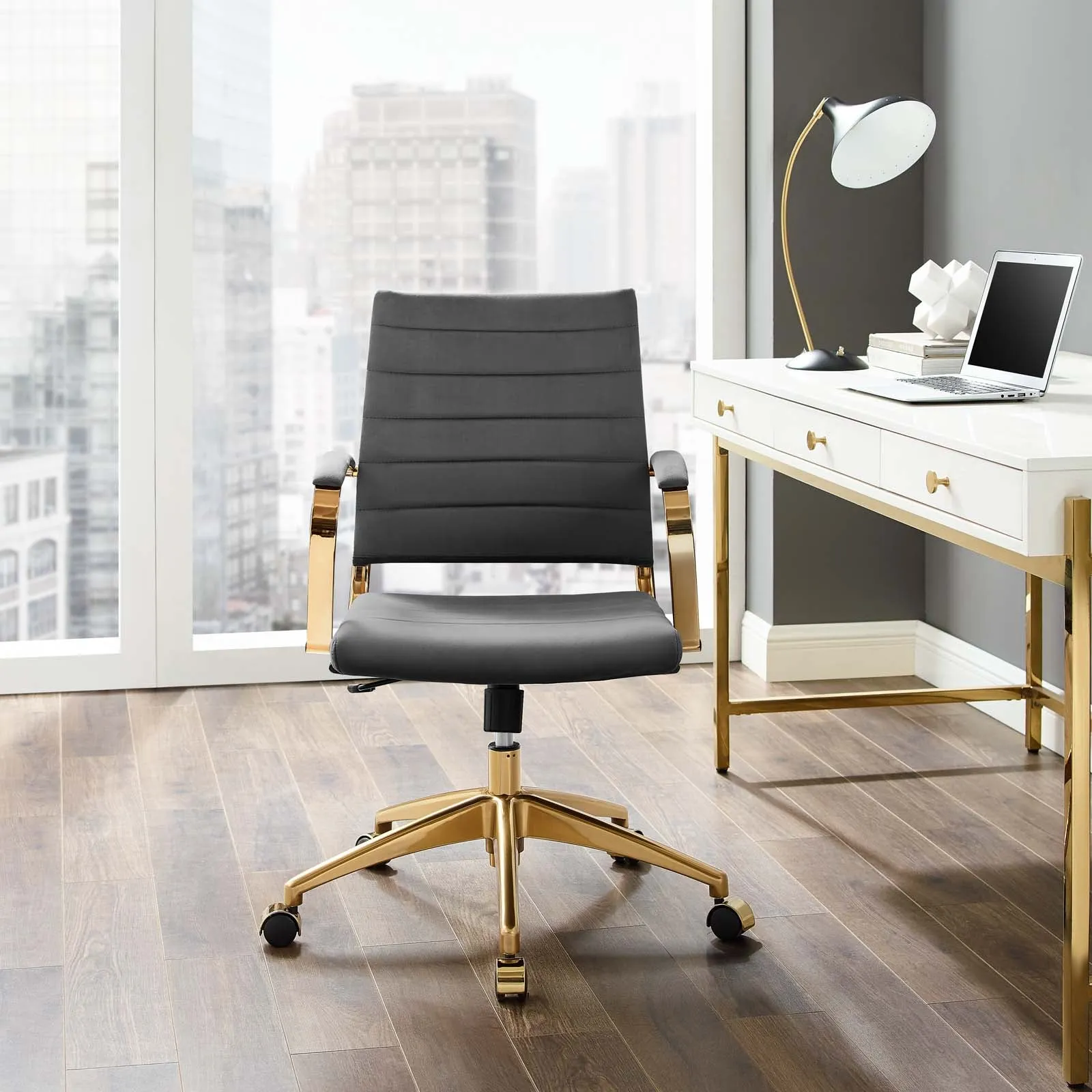 Deluxe Mid Back Velvet Office Chair Gold