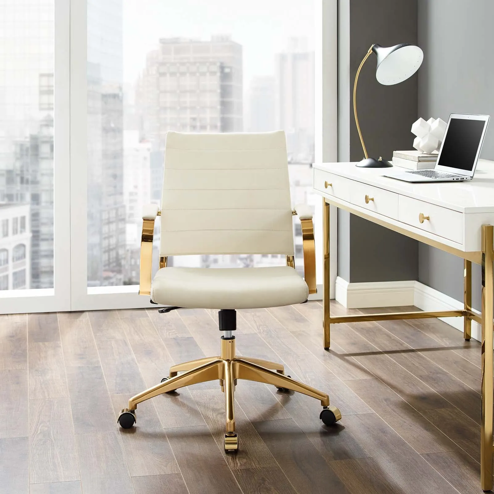 Deluxe Mid Back Velvet Office Chair Gold