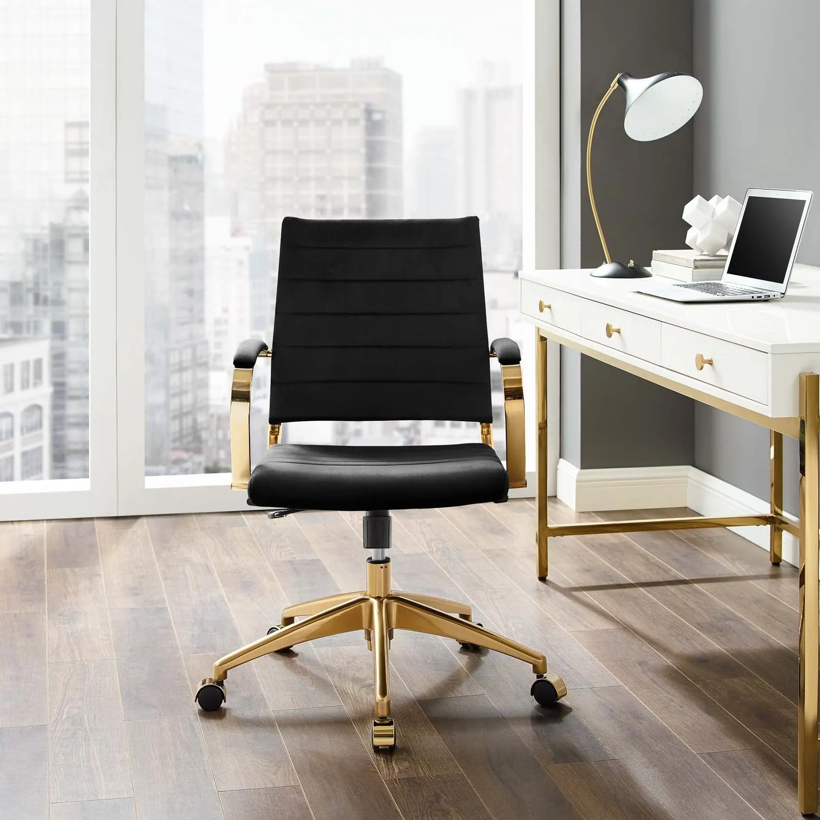 Deluxe Mid Back Velvet Office Chair Gold