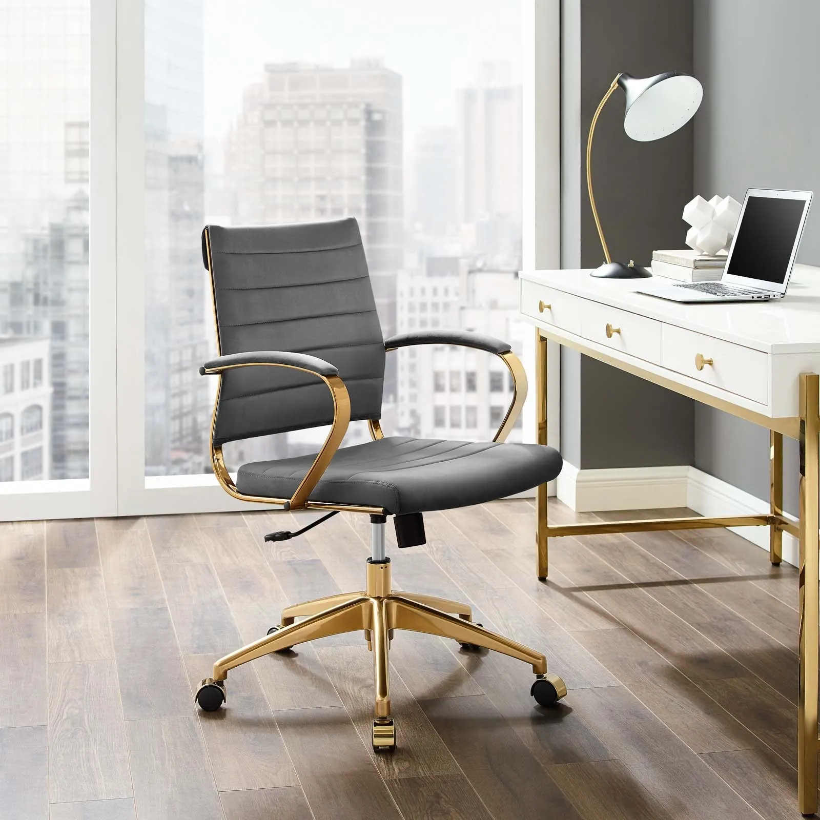 Deluxe Mid Back Velvet Office Chair Gold