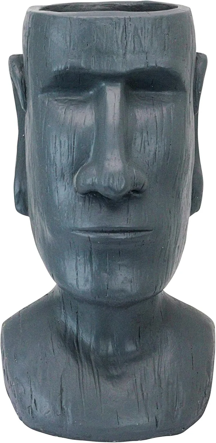 Design Toscano AL1917 Easter Island Massive Megalith Moai Head Planter Pot Statue, Faux Gray Stone Finish