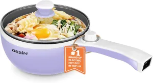 Dezin Hot Pot Electric Upgraded, Non-Stick Sauté Pan, Rapid Noodles Electric Pot, 1.5L Mini Portable Hot Pot for Steak, Egg, Fried Rice, Ramen, Oatmeal, Soup with Power Adjustment