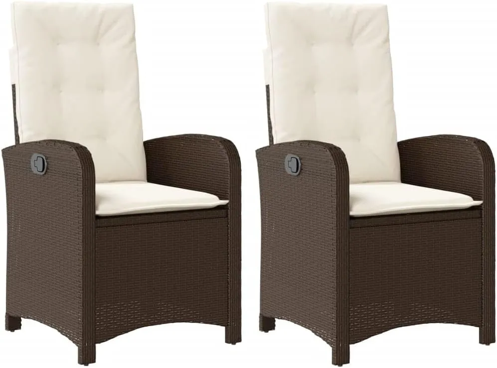 Dinning Chairs Beach Chair Camping Chairs Dining Room Chairs - Reclining Patio Chairs 2 pcs with Cushions Brown Poly Rattan for Campsites Outside Beaches Terrace