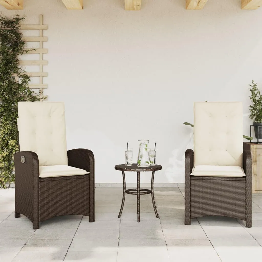 Dinning Chairs Beach Chair Camping Chairs Dining Room Chairs - Reclining Patio Chairs 2 pcs with Cushions Brown Poly Rattan for Campsites Outside Beaches Terrace
