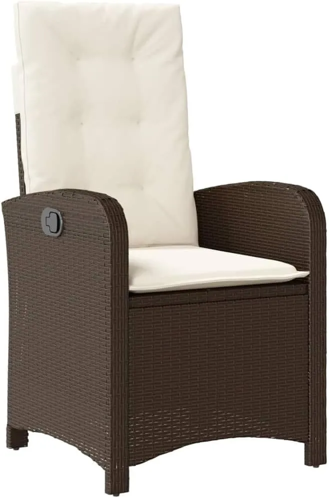 Dinning Chairs Beach Chair Camping Chairs Dining Room Chairs - Reclining Patio Chairs 2 pcs with Cushions Brown Poly Rattan for Campsites Outside Beaches Terrace
