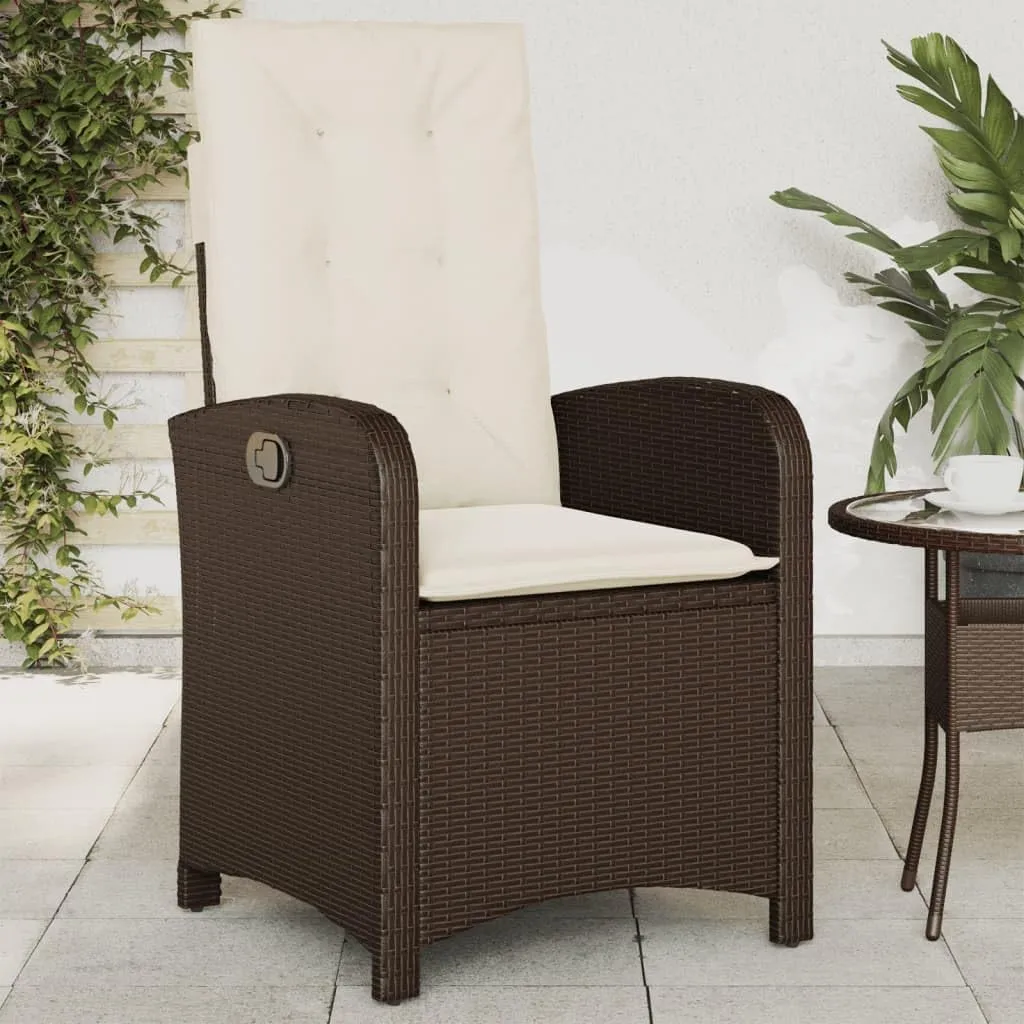 Dinning Chairs Beach Chair Camping Chairs Dining Room Chairs - Reclining Patio Chairs 2 pcs with Cushions Brown Poly Rattan for Campsites Outside Beaches Terrace