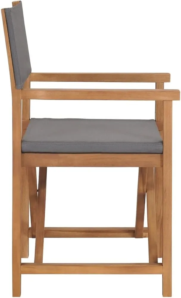 Director's Chair,Outdoor Folding Chair,Lawn Chair,Porch Chairs,Tanning Chairs for Outside,Portable Camping Chair,for Garden, Lawn, Backyard, Deck, Pool Side, Fire Pit, Solid Teak Wood Gray