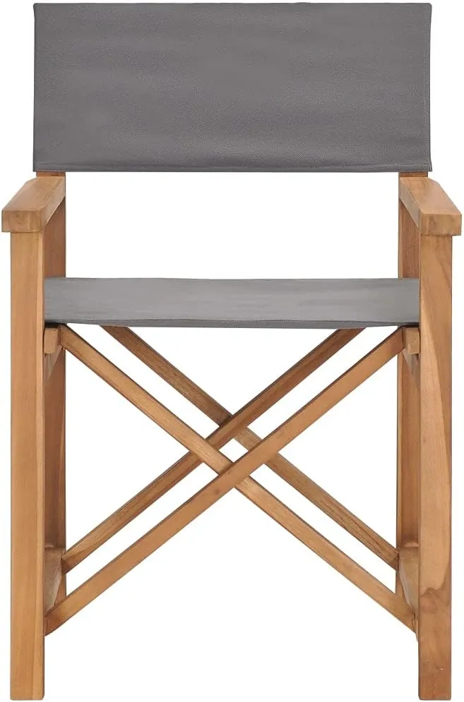 Director's Chair,Outdoor Folding Chair,Lawn Chair,Porch Chairs,Tanning Chairs for Outside,Portable Camping Chair,for Garden, Lawn, Backyard, Deck, Pool Side, Fire Pit, Solid Teak Wood Gray