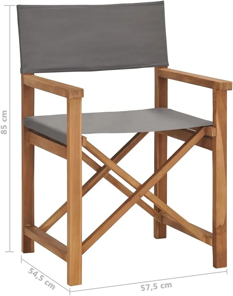 Director's Chair,Outdoor Folding Chair,Lawn Chair,Porch Chairs,Tanning Chairs for Outside,Portable Camping Chair,for Garden, Lawn, Backyard, Deck, Pool Side, Fire Pit, Solid Teak Wood Gray