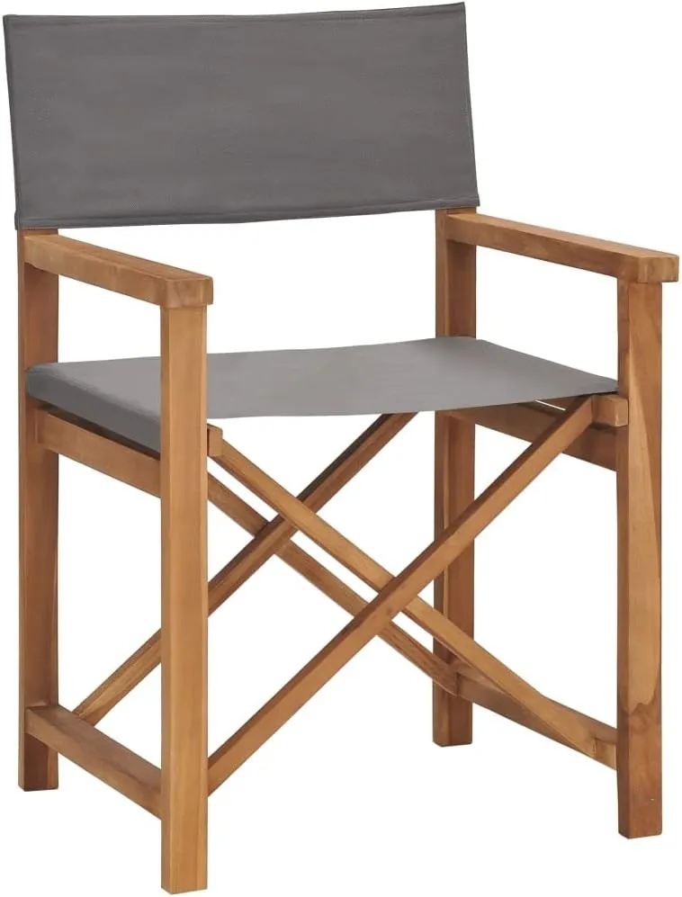 Director's Chair,Outdoor Folding Chair,Lawn Chair,Porch Chairs,Tanning Chairs for Outside,Portable Camping Chair,for Garden, Lawn, Backyard, Deck, Pool Side, Fire Pit, Solid Teak Wood Gray