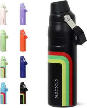 DLOCCOLD 24 OZ Water Bottle with Handle and Angled Spout Lid, Leakproof for Travel & Sports, Double Wall Insulated Stainless Steel Reusable Water Bottle, Wide Mouth QuickFill Design