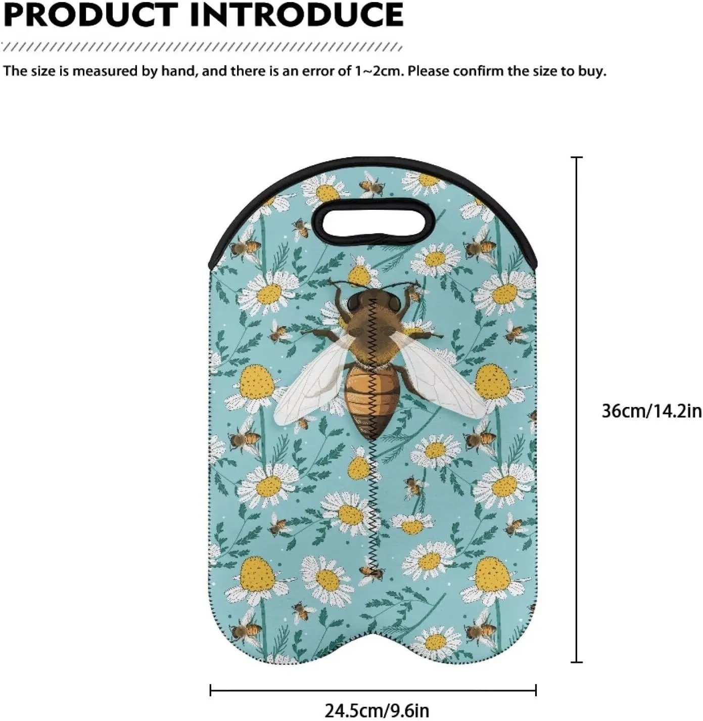doginthehole Double Wine Gift Bags Bee Print Wine Bottle Bag Reusable Wine Bottle Cover Champagne Carrier Bag Portable Wine Carrying Bag for Party Holiday Home Dining Table Decoration