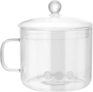 DOITOOL 1.5L/50oz Simmer Pot for Stove Potpourri, Heat Resistant Cooking Pots with Lids and Handles, Glass Pots for Cooking on Stove, Clear Simmer Pot for Pasta Noodle, Soup, Milk, Baby Food