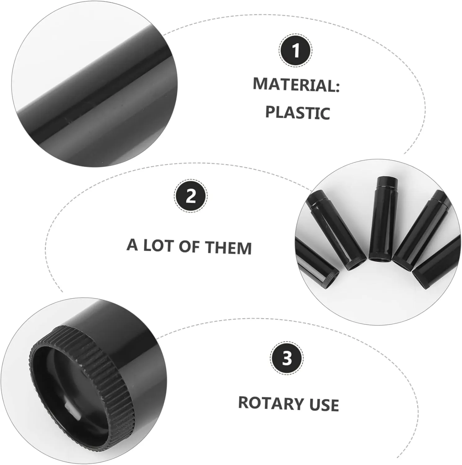 DOITOOL 3sets Secure up Containers 5g Empty Plastic Tubes Caps for Lipstick Lip Gloss 25pcs*3