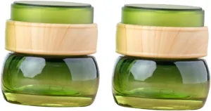 DOITOOL Travel Size Dispenser Bottles 2 Piece Glass Cream Box Set Leakproof Mini Travel Bottles for Cosmetics Lotion Shampoo