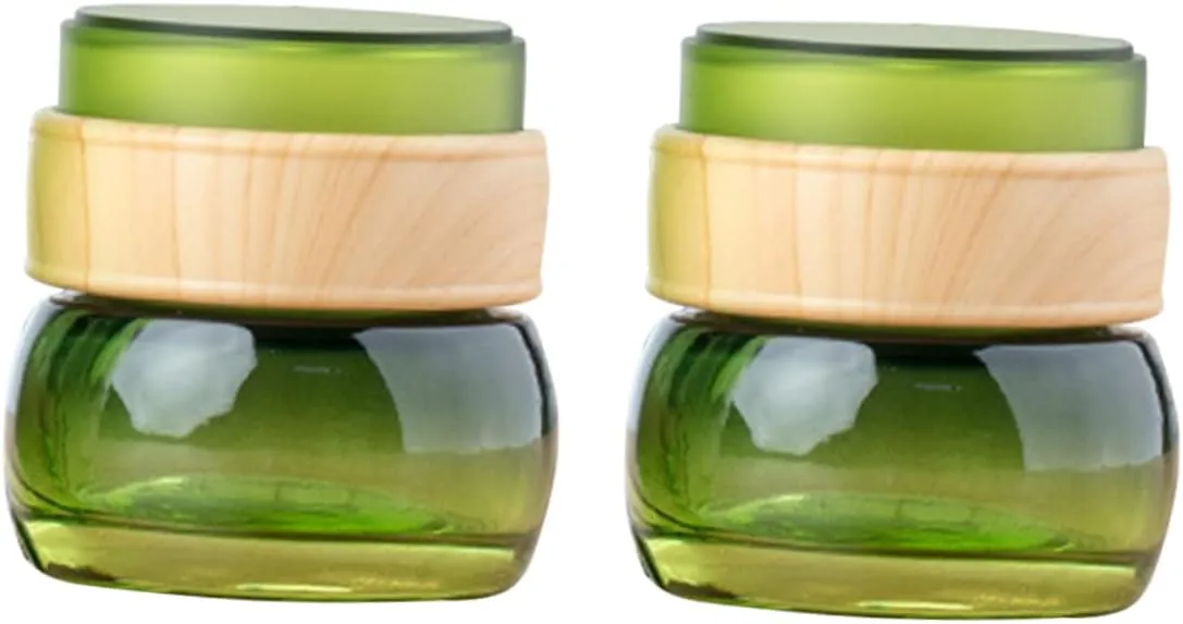 DOITOOL Travel Size Dispenser Bottles 2 Piece Glass Cream Box Set Leakproof Mini Travel Bottles for Cosmetics Lotion Shampoo