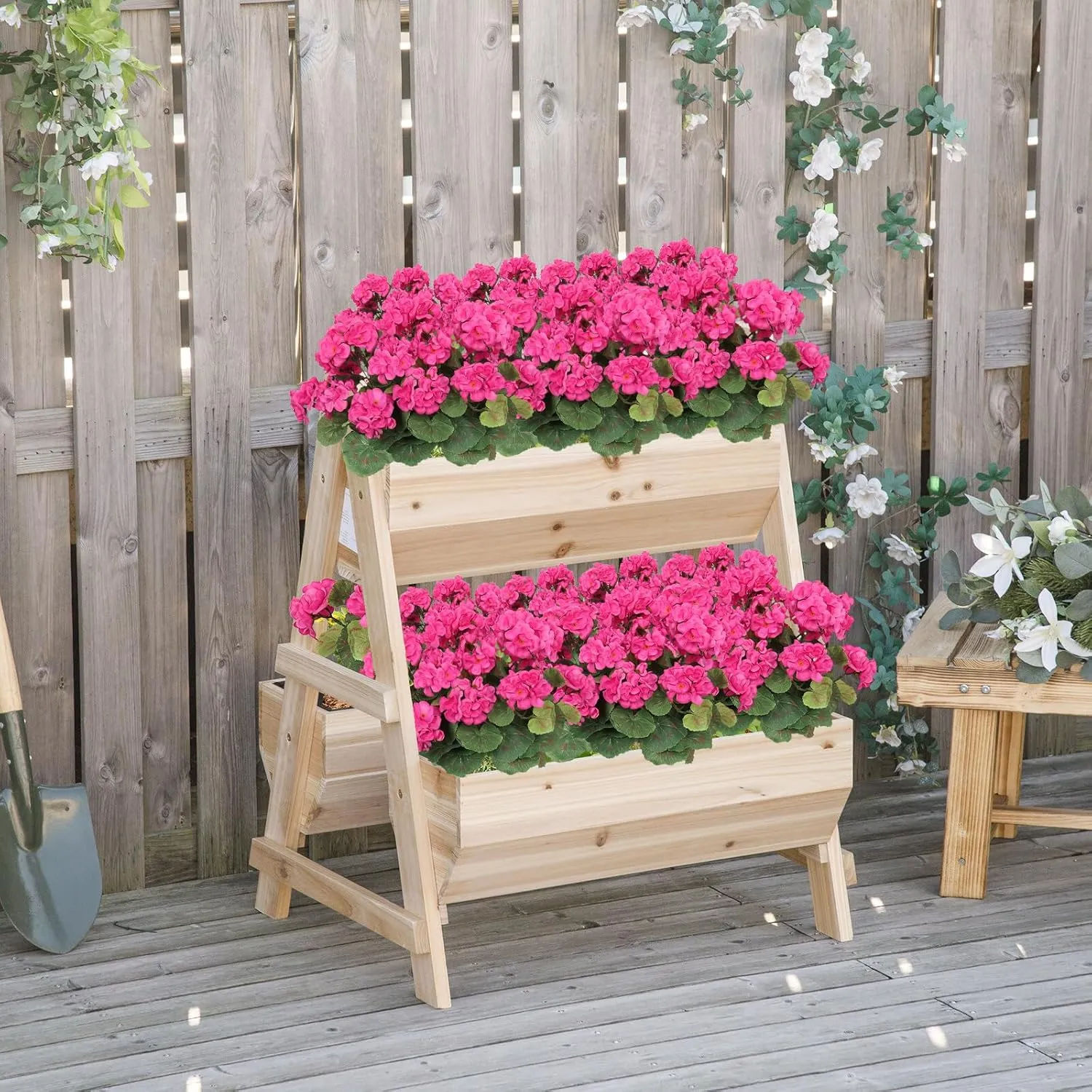 Dremisland 6 Pack Artificial Geranium Flowers for Outdoors Fake Geranium Silk Flowers Outdoor UV Resistant Garden Plants Bush Faux Flowers for Home Wedding Table Centerpieces Decor(Rose Red, 6Pack)