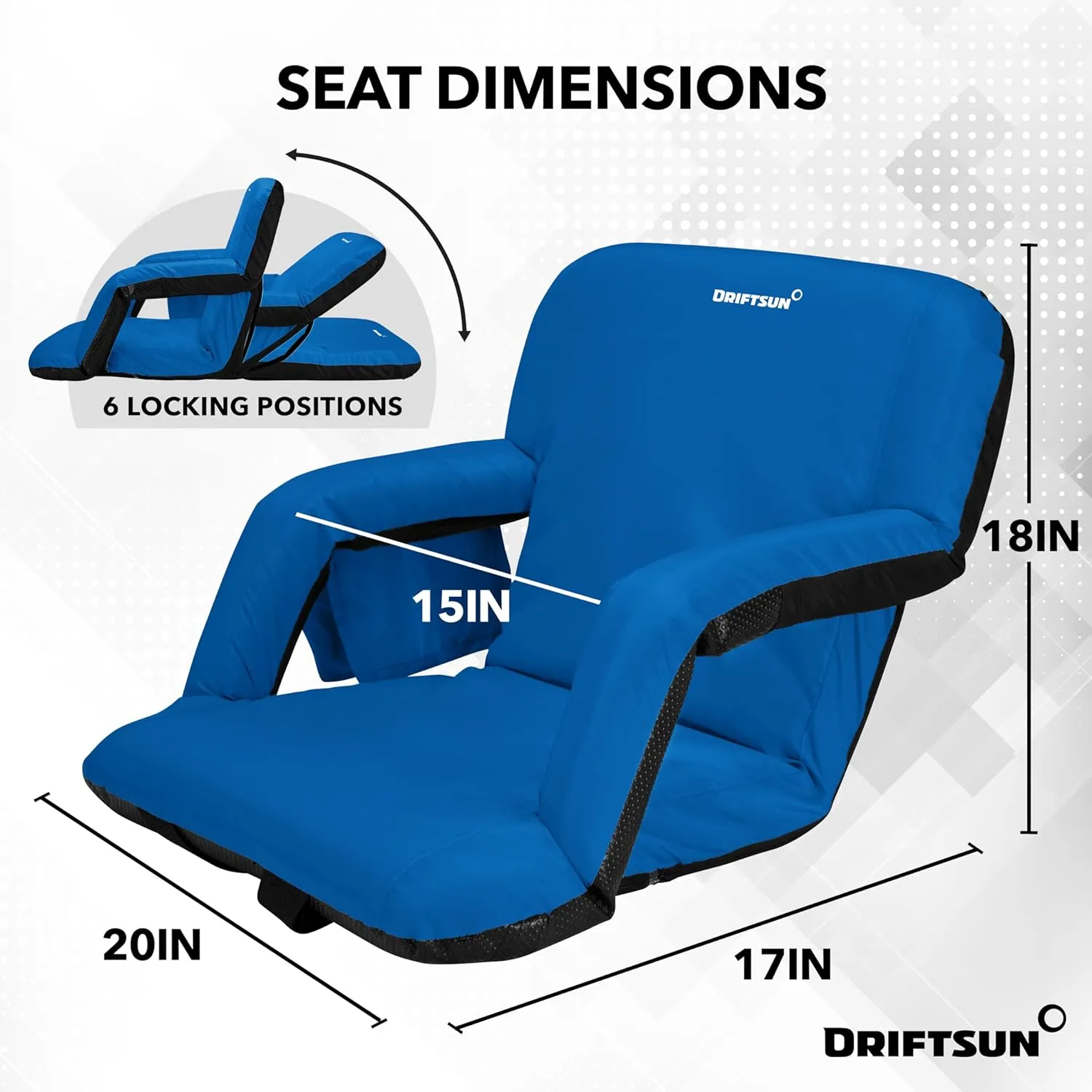Driftsun Stadium Seats with Back Support, Deluxe Bleacher Chairs with Support Cushion, Padded Seats with Waterproof Chair