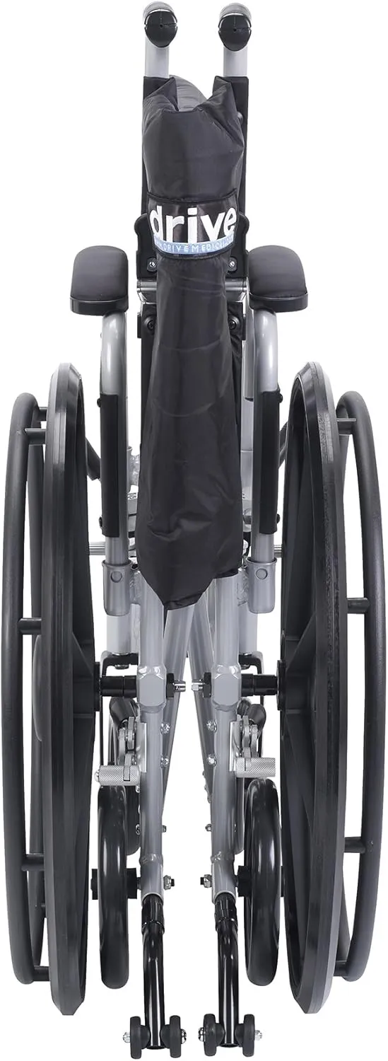 Drive Medical TR18 Poly-Fly High Strength, Lightweight Wheelchair/Flyweight Transport Chair Combo, Silver