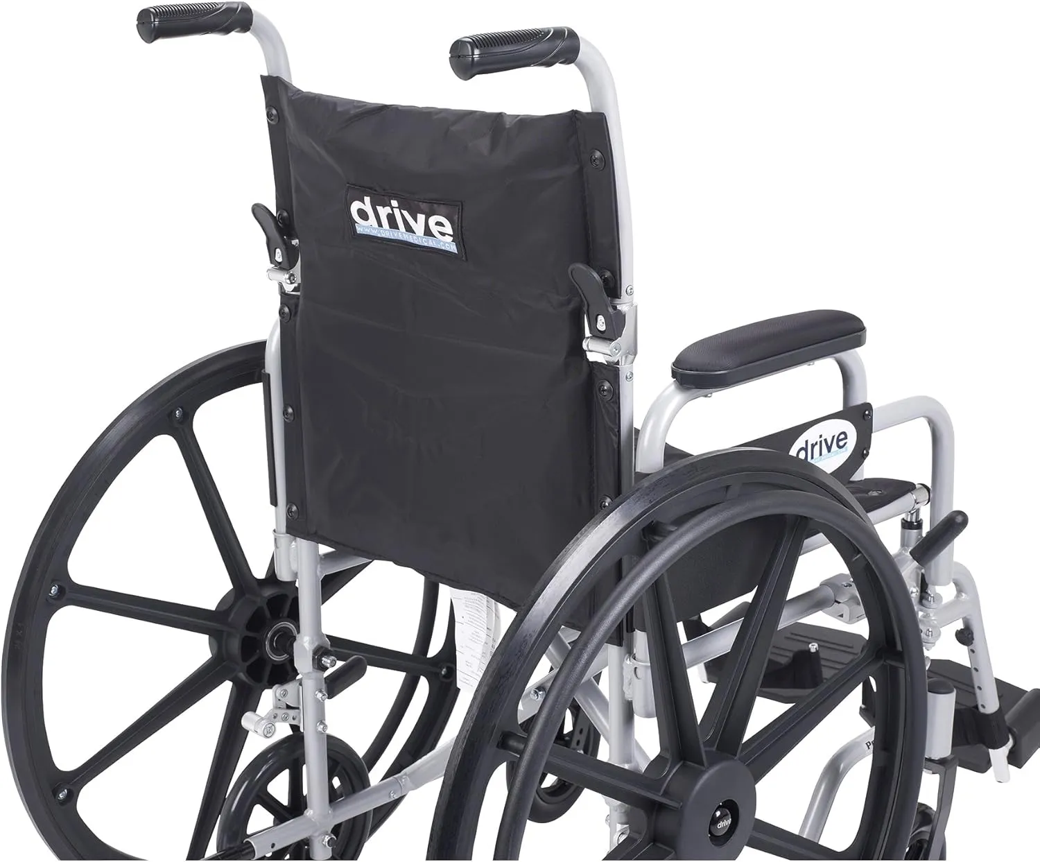 Drive Medical TR18 Poly-Fly High Strength, Lightweight Wheelchair/Flyweight Transport Chair Combo, Silver