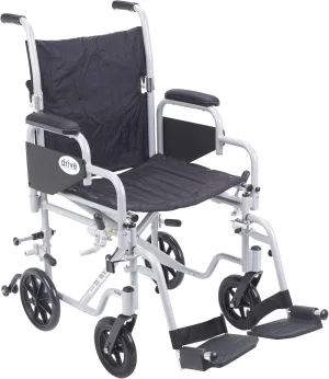 Drive Medical TR18 Poly-Fly High Strength, Lightweight Wheelchair/Flyweight Transport Chair Combo, Silver