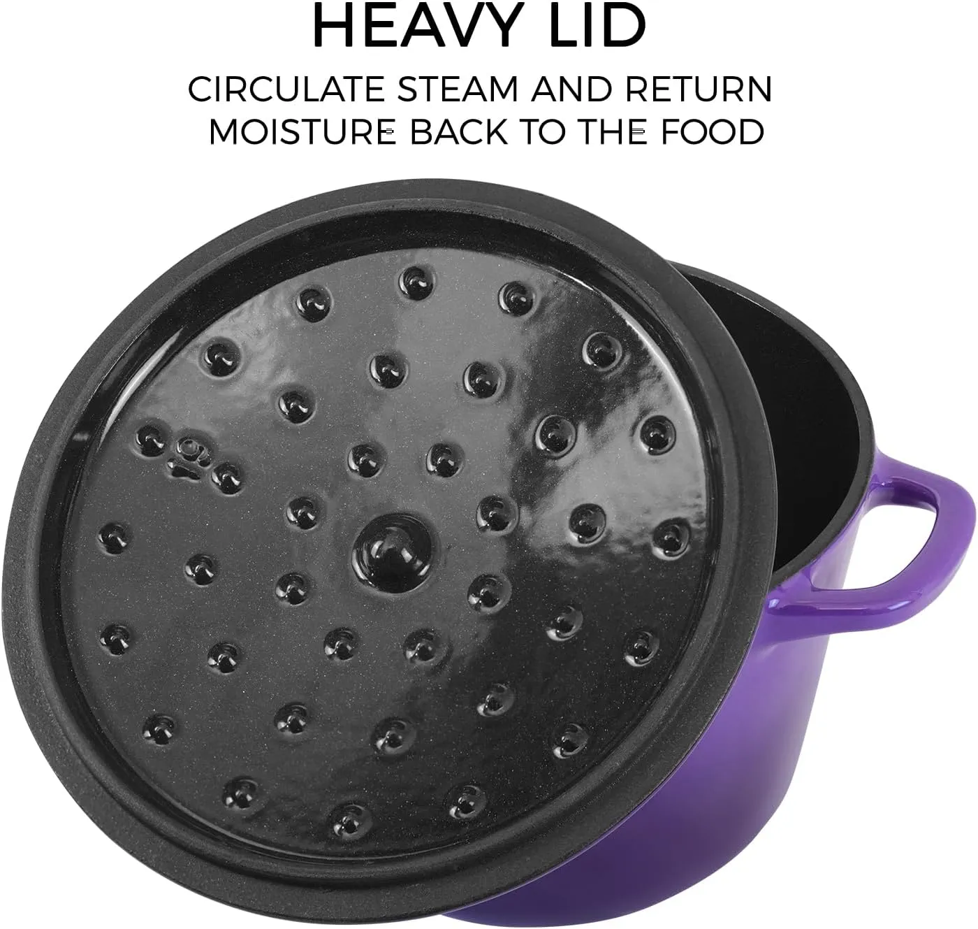 Dutch Oven Pot with Lid 2.8 qt Cast Iron Dutch Oven for Bread Baking Purple Enameled Cast Iron Rice Pot with Handels