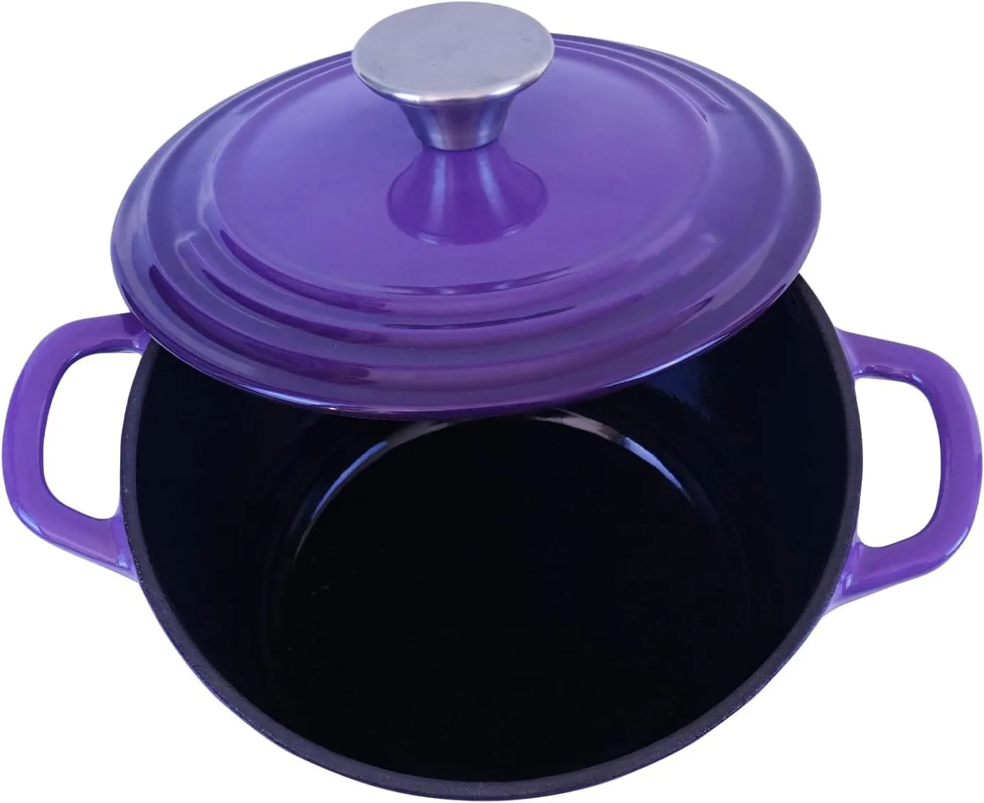 Dutch Oven Pot with Lid 2.8 qt Cast Iron Dutch Oven for Bread Baking Purple Enameled Cast Iron Rice Pot with Handels