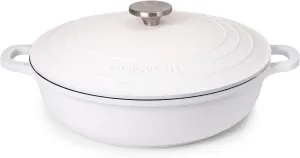 Dutch Oven Pot with Lid – Non Stick Dutch Oven for Sourdough Bread Baking – Cast Aluminum Cooking Pot – Oven Safe Stock Pot – 4-Quart, 11 Inch, Cream – by Nuovva