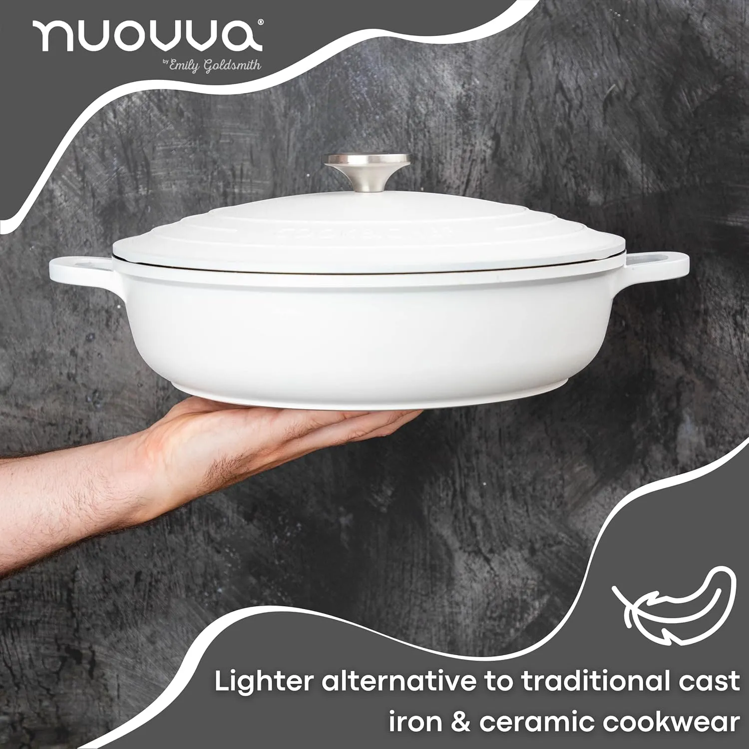 Dutch Oven Pot with Lid – Non Stick Dutch Oven for Sourdough Bread Baking – Cast Aluminum Cooking Pot – Oven Safe Stock Pot – 4-Quart, 11 Inch, Cream – by Nuovva