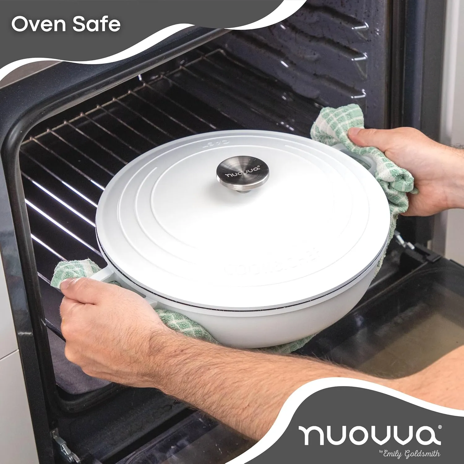 Dutch Oven Pot with Lid – Non Stick Dutch Oven for Sourdough Bread Baking – Cast Aluminum Cooking Pot – Oven Safe Stock Pot – 4-Quart, 11 Inch, Cream – by Nuovva