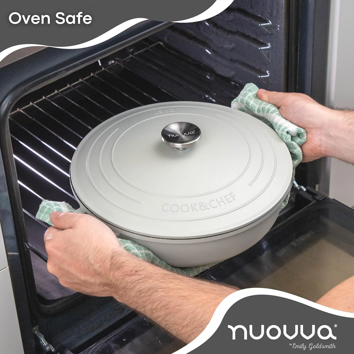 Dutch Oven Pot with Lid – Non Stick Dutch Oven for Sourdough Bread Baking – Cast Aluminum Cooking Pot – Oven Safe Stock Pot – 4-Quart, 11 Inch, Gray – by Nuovva
