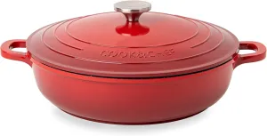 Dutch Oven Pot with Lid – Non Stick Dutch Oven for Sourdough Bread Baking – Cast Aluminum Cooking Pot – Oven Safe Stock Pot – 4-Quart, 11 Inch, Red – by Nuovva
