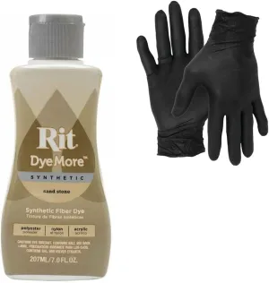 Dye – Rit Synthetic Liquid Fabric Dye for Crafting, Clothing, and Décor – 7 oz. Bottle – with Artisx Nitrile Gloves Included (Sand Stone)