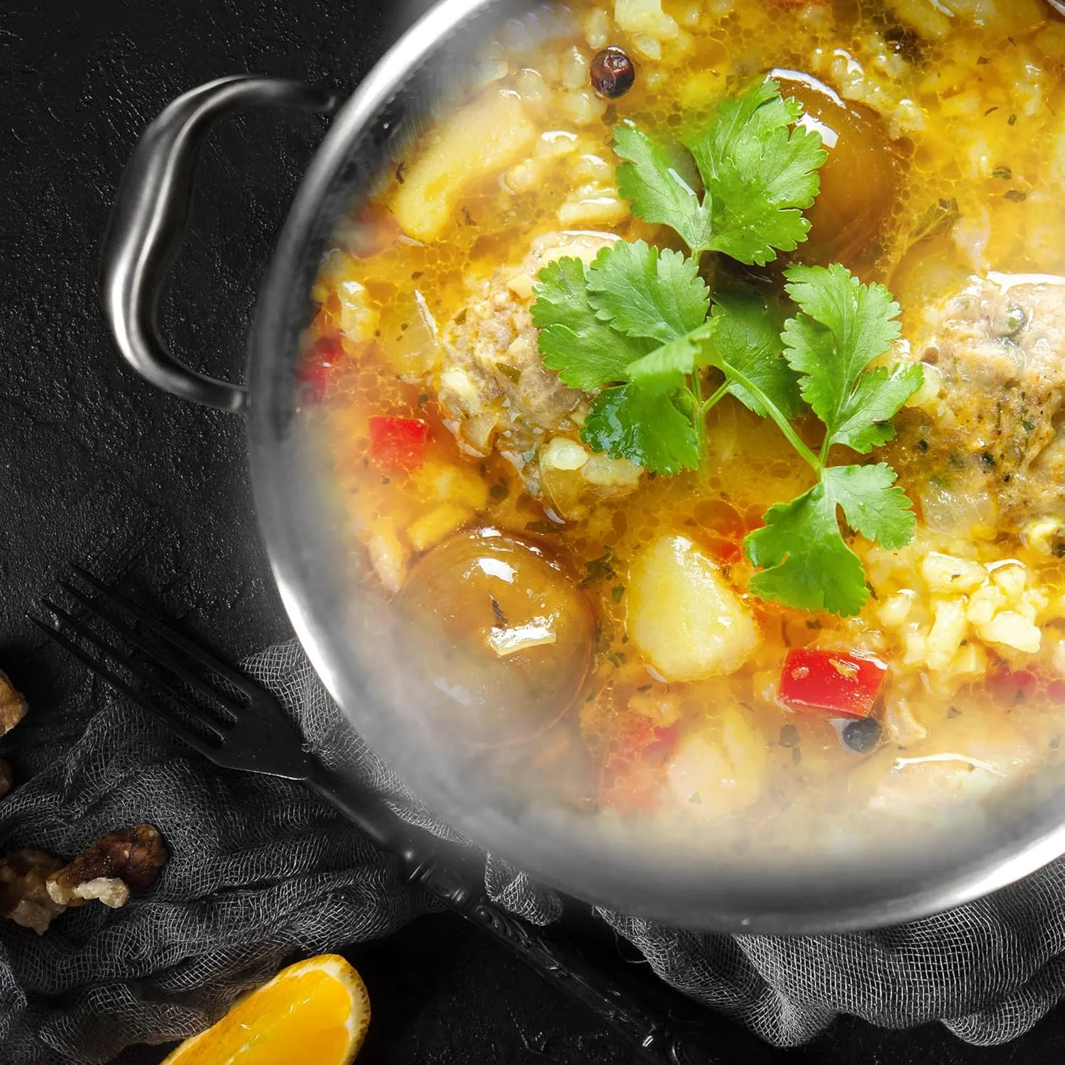 Eclimia-Stainless Steel Stockpot with Glass Lid | Non-Stick Soup Pot with Honeycomb Carving | Induction Cooking Pot, Compatible with All Cooktops, Dishwasher & Oven Safe
