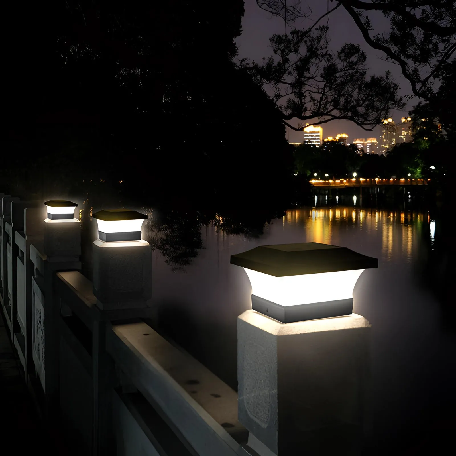 Eco-Friendly LED Solar Post Cap Light | Dusk-to-Dawn Outdoor Lantern