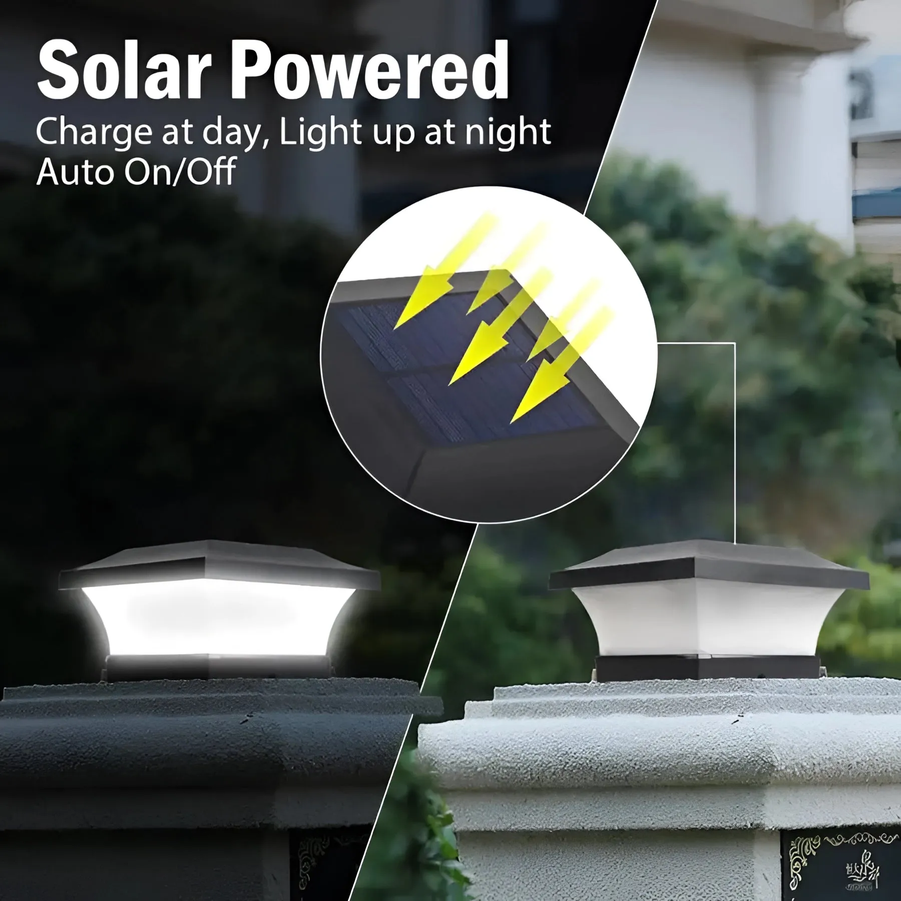 Eco-Friendly LED Solar Post Cap Light | Dusk-to-Dawn Outdoor Lantern