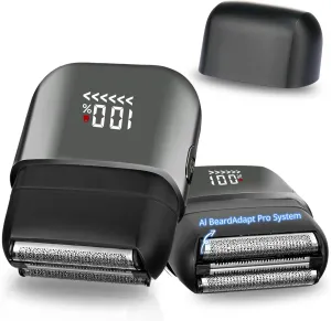 Electric Razors for Men Foil Shavers Mini Travel Beard Trimmer for Men Sensitive Skin, Upgraded Electric Shaver for Men with 3 Blade Heads Floating Head IPX7 Waterproof Wet/Dry LED Display USB Type C