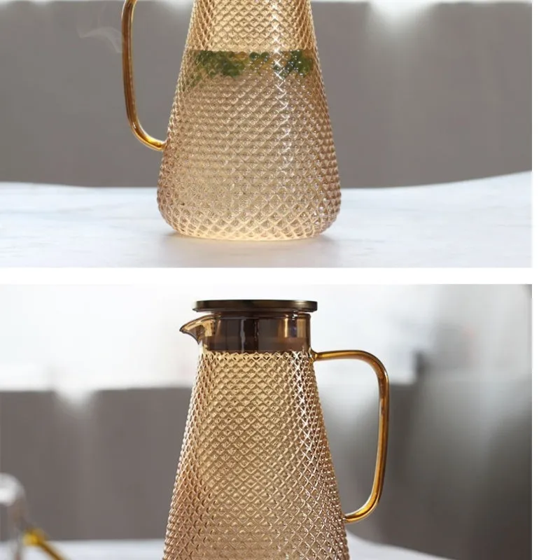 Electroplating Amber Cold Water Bottle Household Heat-resistant Glass Water Pitcher