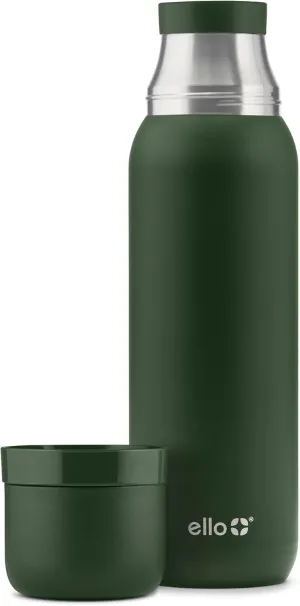Ello Therma 32oz Insulated Stainless Steel Thermos for Hot & Cold Beverages with Leak Proof Lid & Built-in Cup, Triple Wall Insulation, Hot 24 Hrs, Perfect for Coffee,Tea, Dishwasher Safe, Green
