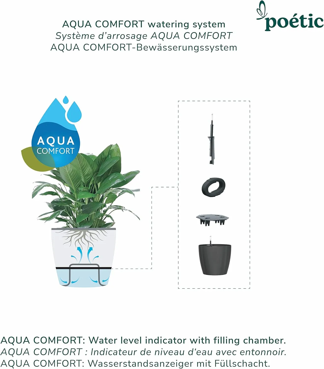 EMSA Flower Pot, Self Watering System, 脴 25cm, White, CASA Brilliant, 517563