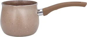 Enamel Milk Pan, Dansk Butter Warmer, Single Handle Coffee Warmer Boiling Pot Mini Milk Pan Aluminum Alloy Non Stick Anti Scalding for Cooking(Brown)