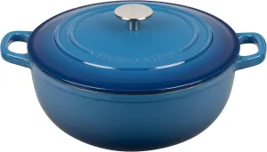 Enameled Cast Iron Dutch Oven Pot with Lid for Sourdough Bread Baking, Bread Dutch Ovens, Cooking Pots, 5 Quart, Lake Blue