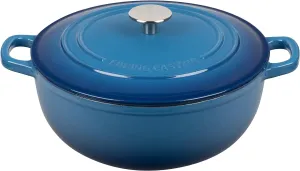 Enameled Cast Iron Dutch Oven Pot with Lid for Sourdough Bread Baking, Bread Dutch Ovens, Cooking Pots, 5 Quart, Lake Blue
