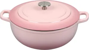 Enameled Cast Iron Dutch Oven Pot with Lid for Sourdough Bread Baking, Bread Dutch Ovens, Cooking Pots, 5 Quart, Pink