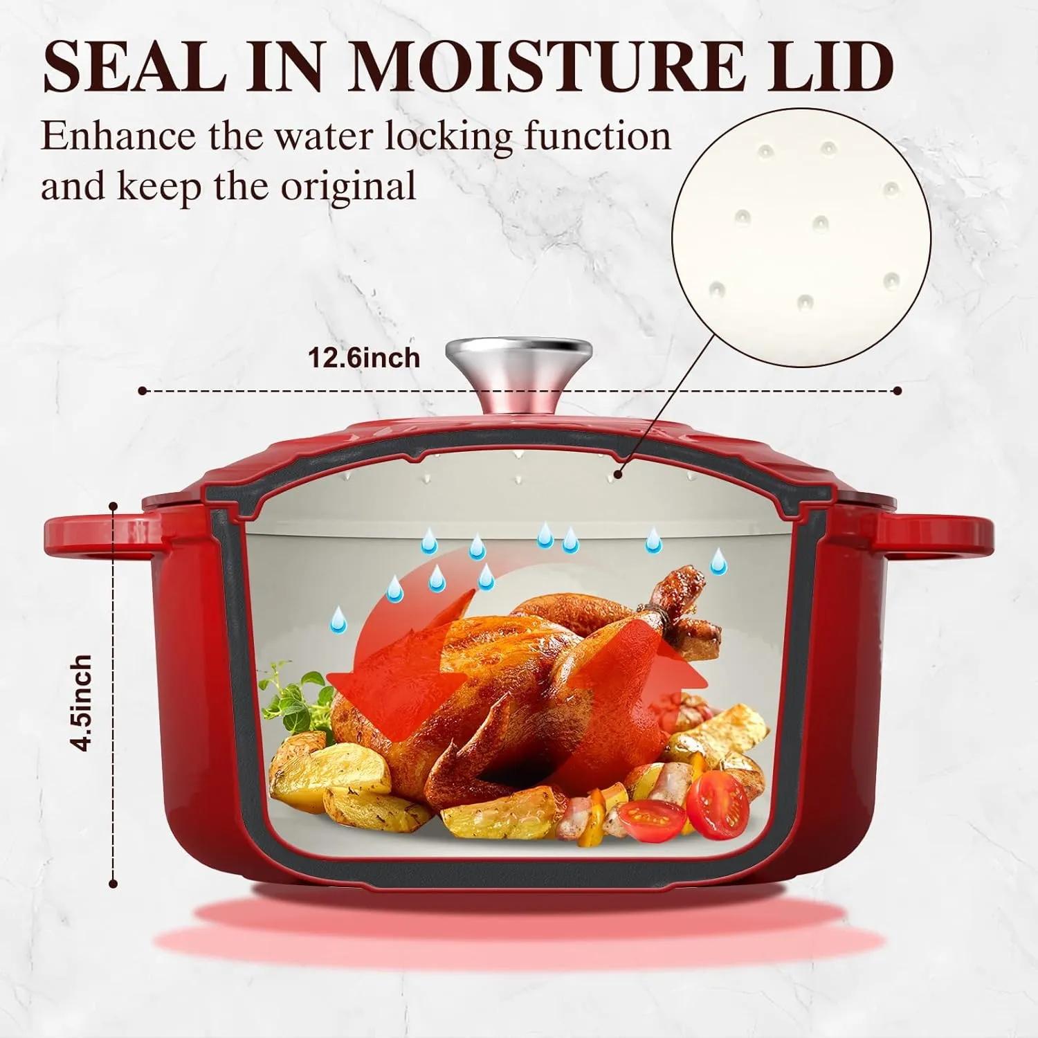 Enameled Cast Iron Dutch Oven - Umite Chef 5QT Pot with Lid & Cotton Potholders - Heavy-Duty Cookware for Bread Baking, Braising, Stews, Roasting(Read)