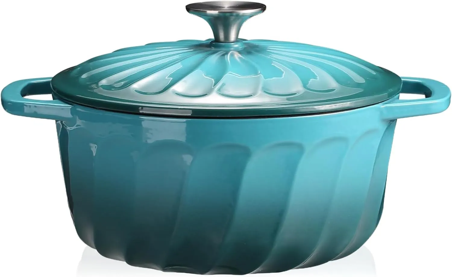 Enameled Dutch Oven with Lid,Cast Iron Dutch Oven Pot,Dual Handles for Bread Baking, Cook, Bake, Refrigerate Safe across All Cooktops(BlueGreen,3 QT)